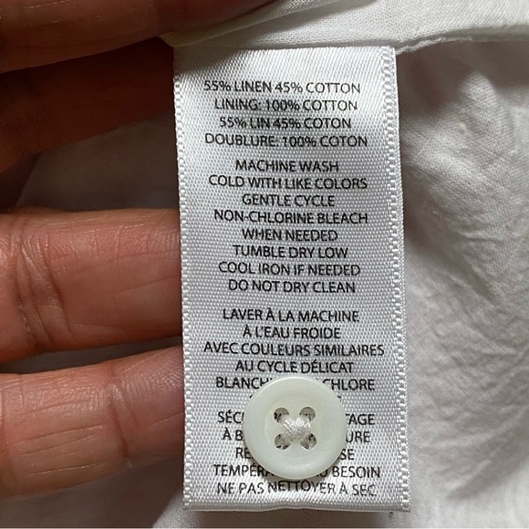 Beach Lunch Lounge Dress Womens Size Medium Pink White Stripe Linen Cotton Blend - Picture 12 of 13